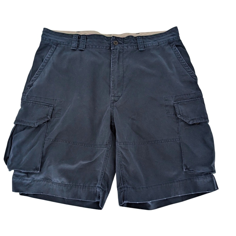 VTG Polo Ralph Lauren Gellar Fatigue Cargo Shorts Men 38 Navy Blue Chino 90s Y2K